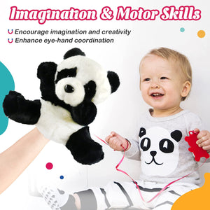 SpecialYou Panda Hand Puppet Jungle Friends Plush Animals Toy for Imaginative Play, Storytelling, Teaching, Preschool & Role-Play, 8’’
