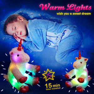 Wewill Light up Unicorn LED Stuffed Animal Soft White Plush Glow Toy - Glow Guards