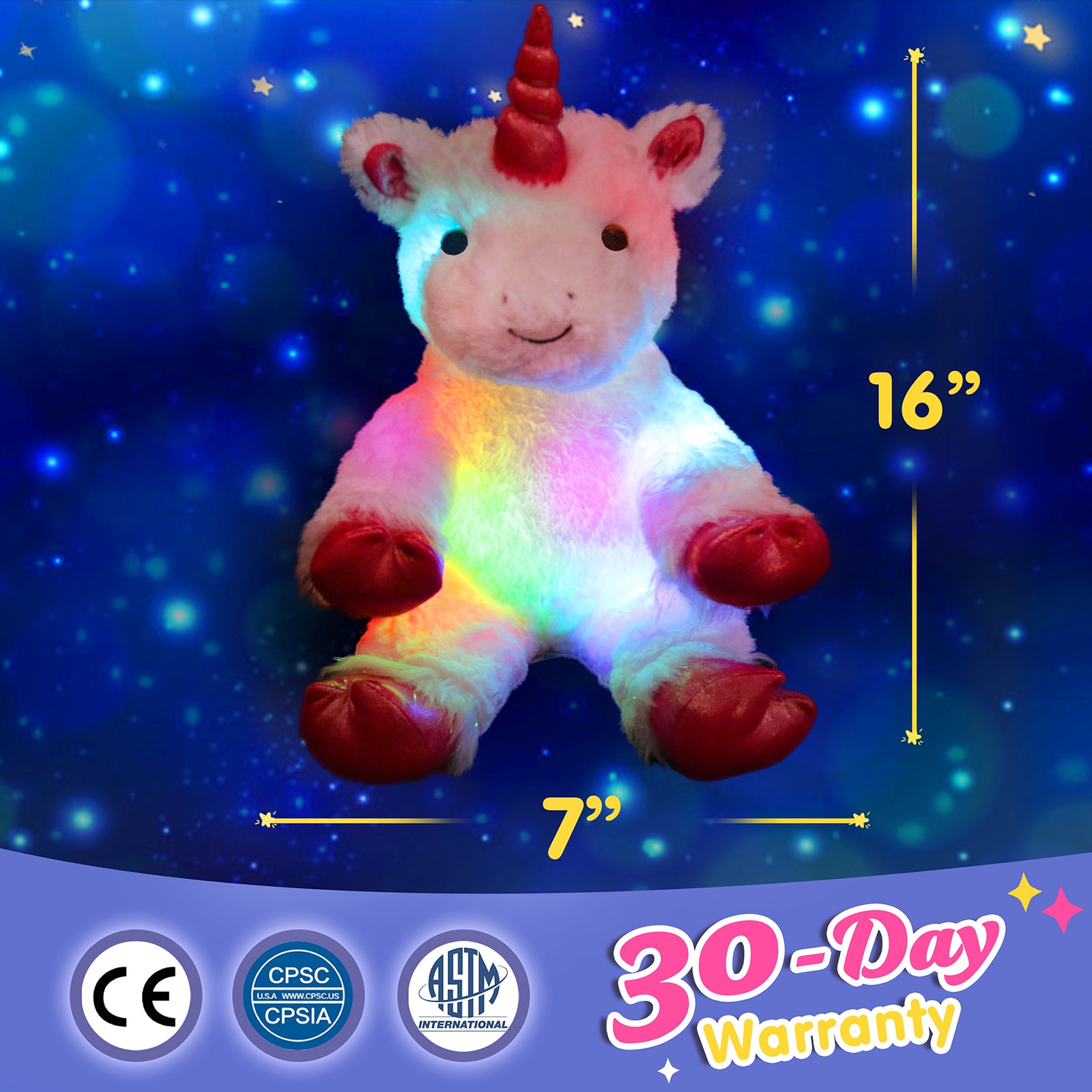 Wewill Light up Unicorn LED Stuffed Animal Soft White Plush Glow Toy - Glow Guards