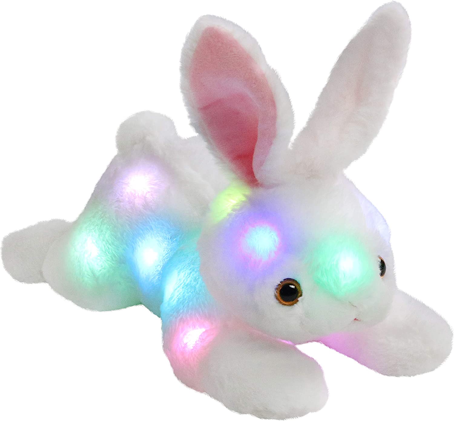 SpecialYou Light up Bunny Stuffed Animal Creative LED Rabbit Plush Toy Glow in The Dark Bedtime Companion Easter Birthday for Kids, 14’’