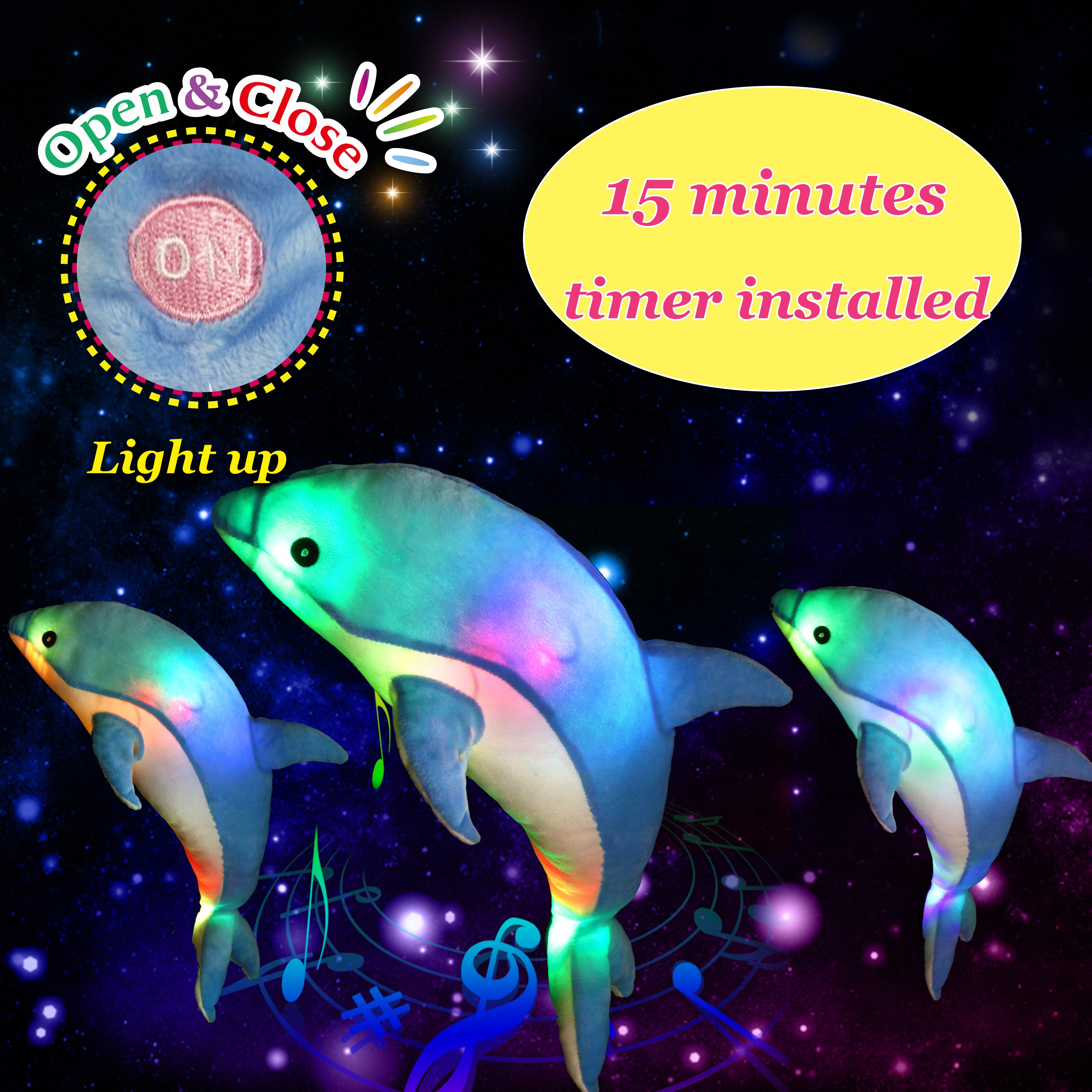 Glow Guards Light up Musical Stuffed Dolphin Ocean Life Soft Plush Toy - Glow Guards