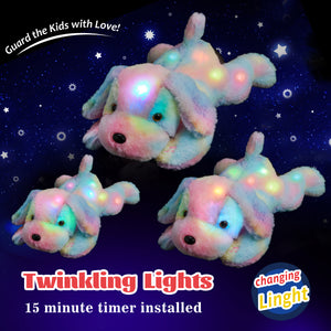 Glow Guards Glowing Rainbow Plush Dog Lop Ears Stuffed Light up Animals Soft - Glow Guards