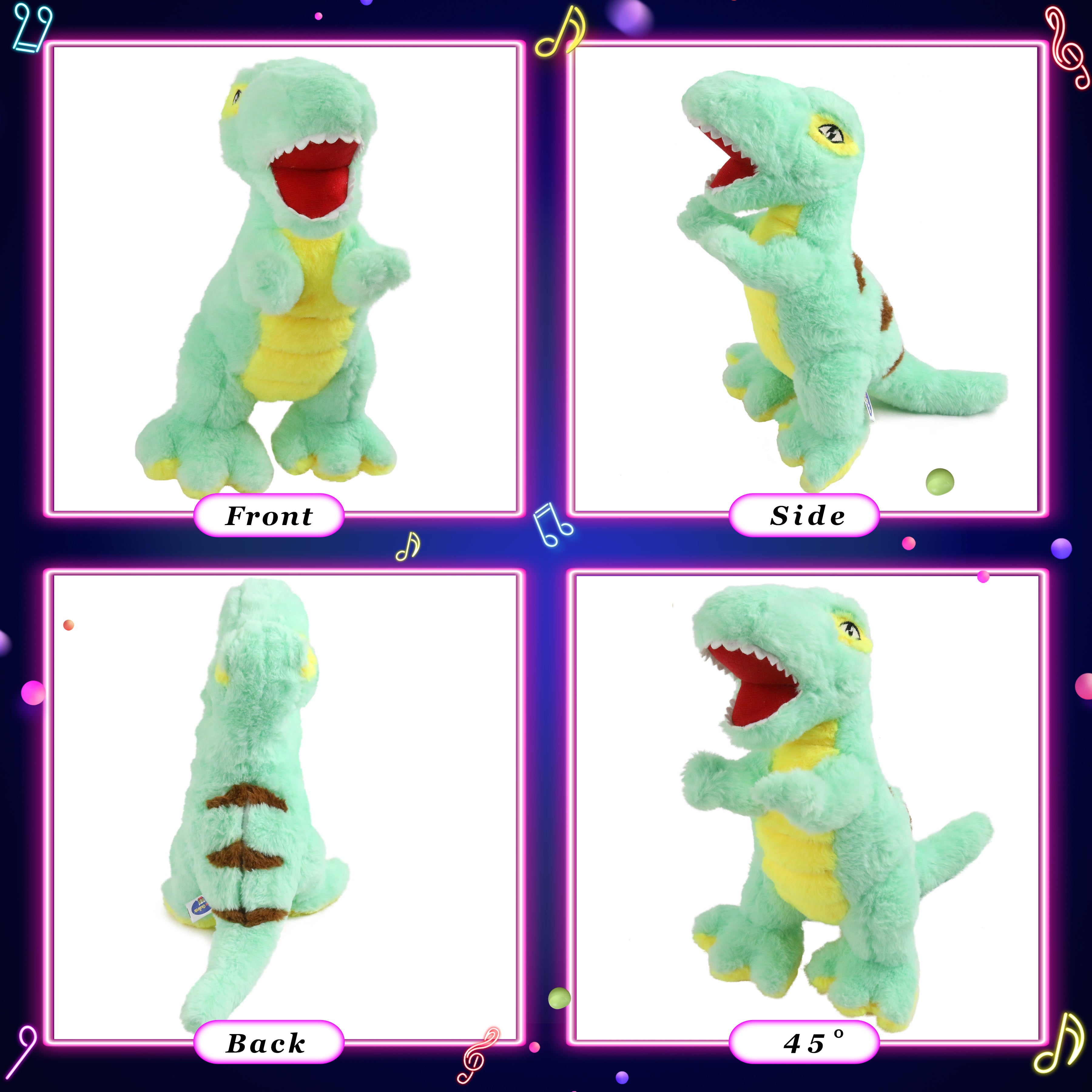 Glow Guards 14’’ Light up Musical T-Rex Stuffed Dinosaur Tyrannosaurus Soft Plush Toy - Glow Guards