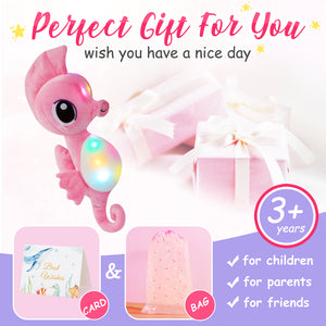 Athoinsu 15'' Light up Seahorse Stuffed Animals LED Ocean Life Soft Plush - Glow Guards