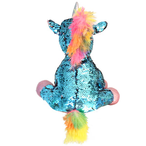 Athoinsu Flip Sequin Stuffed Unicorn Plush Toy Holiday for Kids Toddlers, Blue, 13'' - Glow Guards