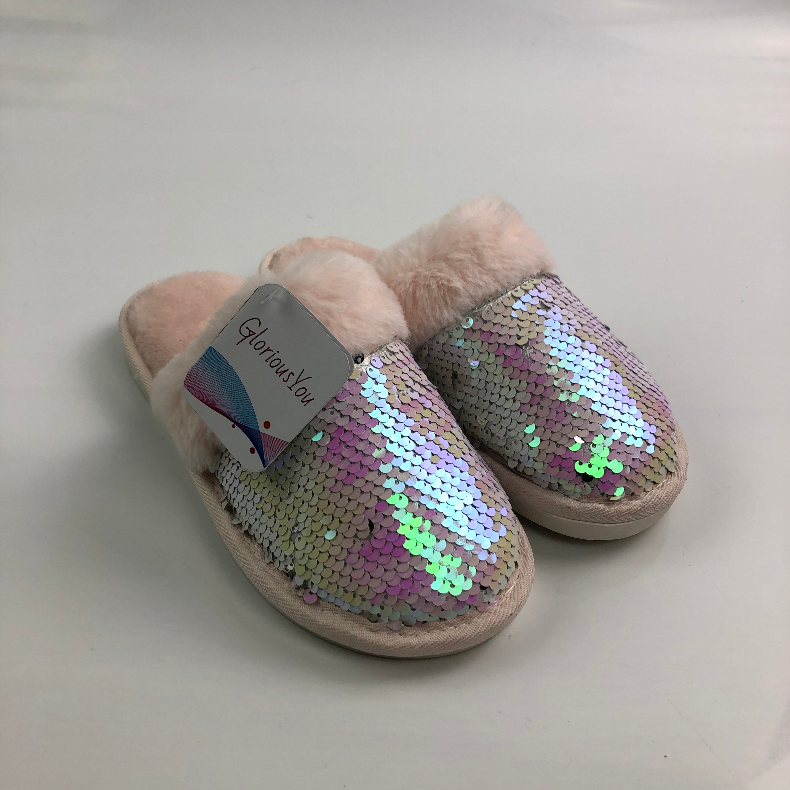 GloriousYou Womens Cosy Sequin Slippers - Glow Guards