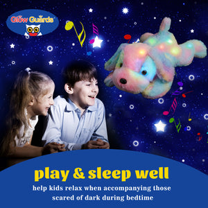 Glow Guards Glowing Rainbow Plush Dog Lop Ears Stuffed Light up Animals Soft - Glow Guards