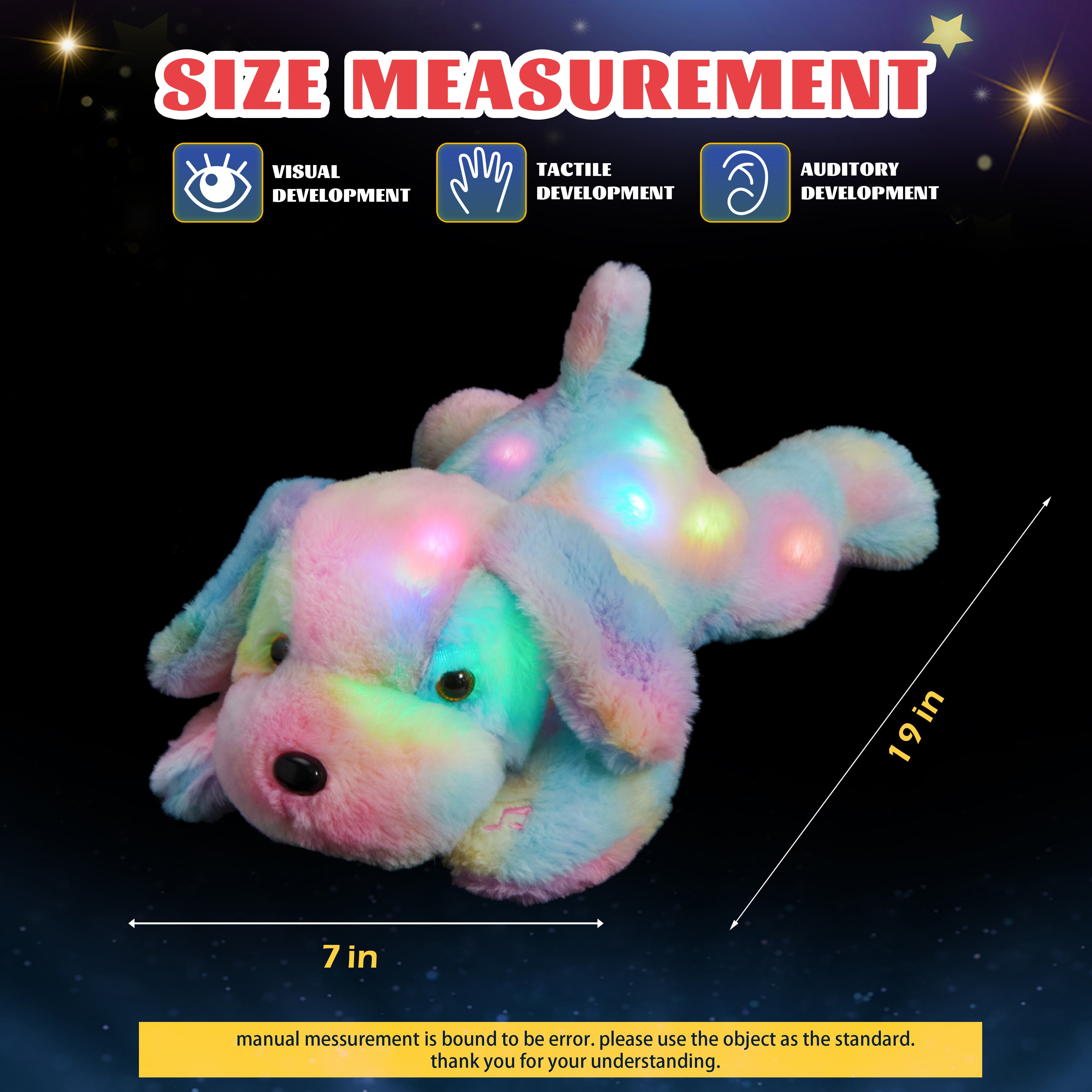Glow Guards Glowing Rainbow Plush Dog Lop Ears Stuffed Light up Animals Soft - Glow Guards