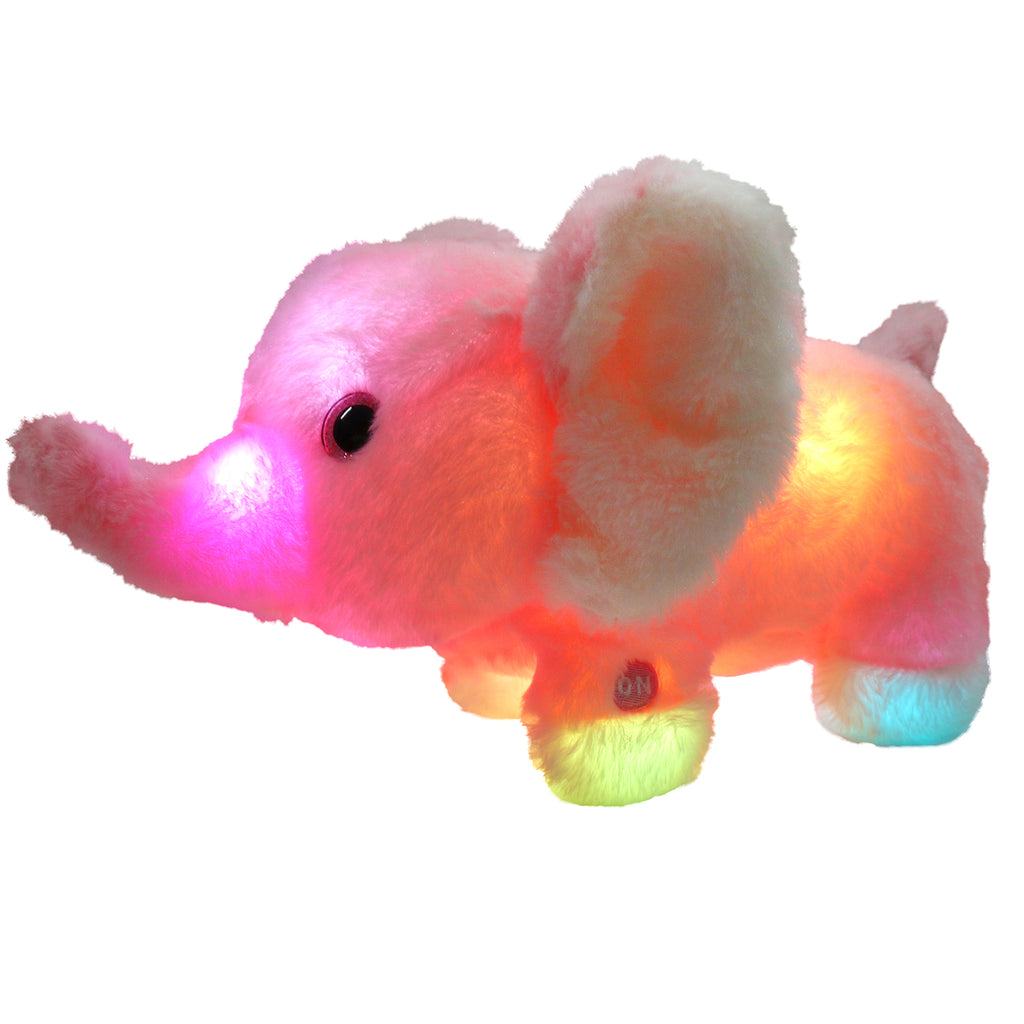 Athoinsu Light up Stuffed Elephant Plush Toy with LED, Pink, 12'' - Glow Guards