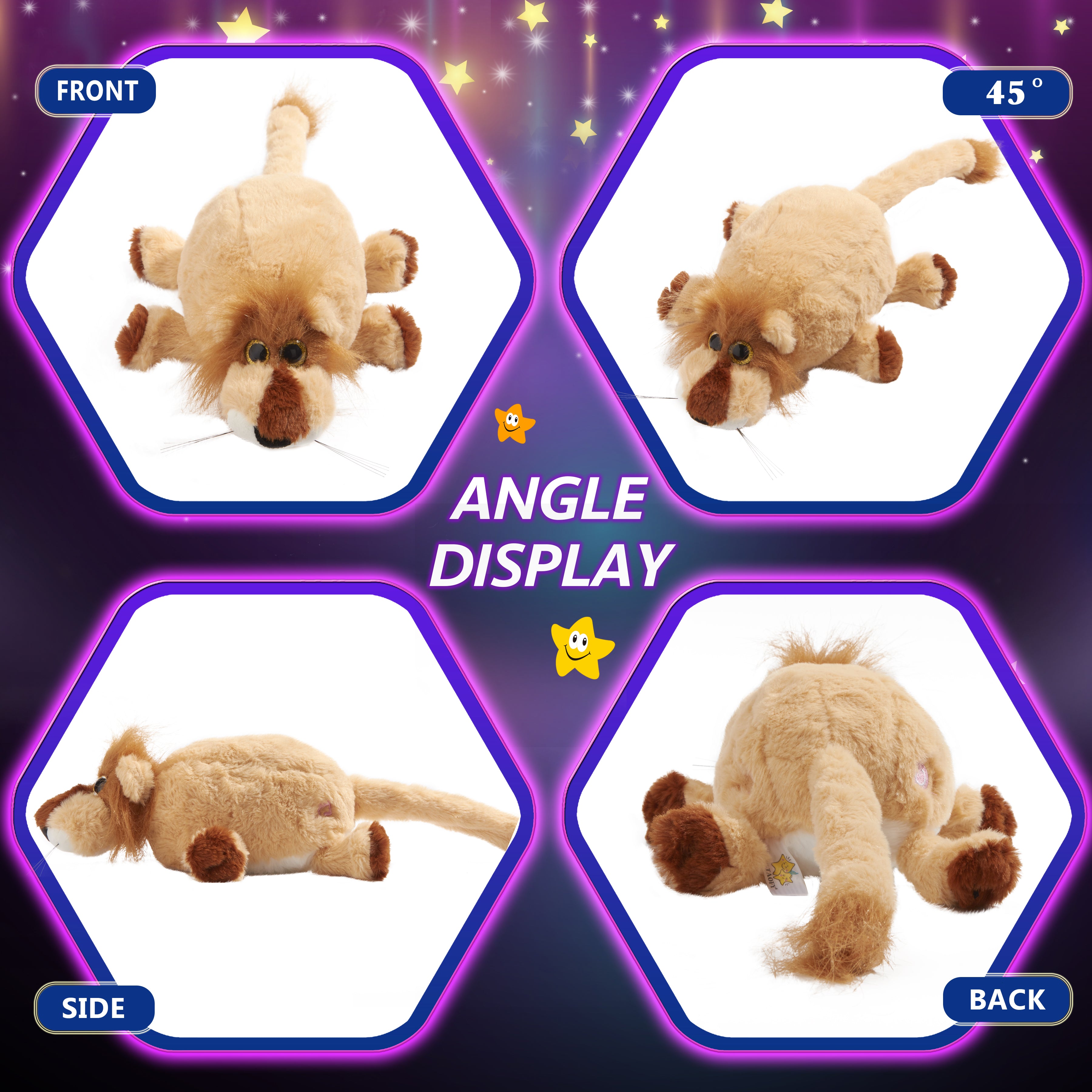 Bstaofy 12’’ Light up Round Stuffed Lion LED Soft Plush - Glow Guards