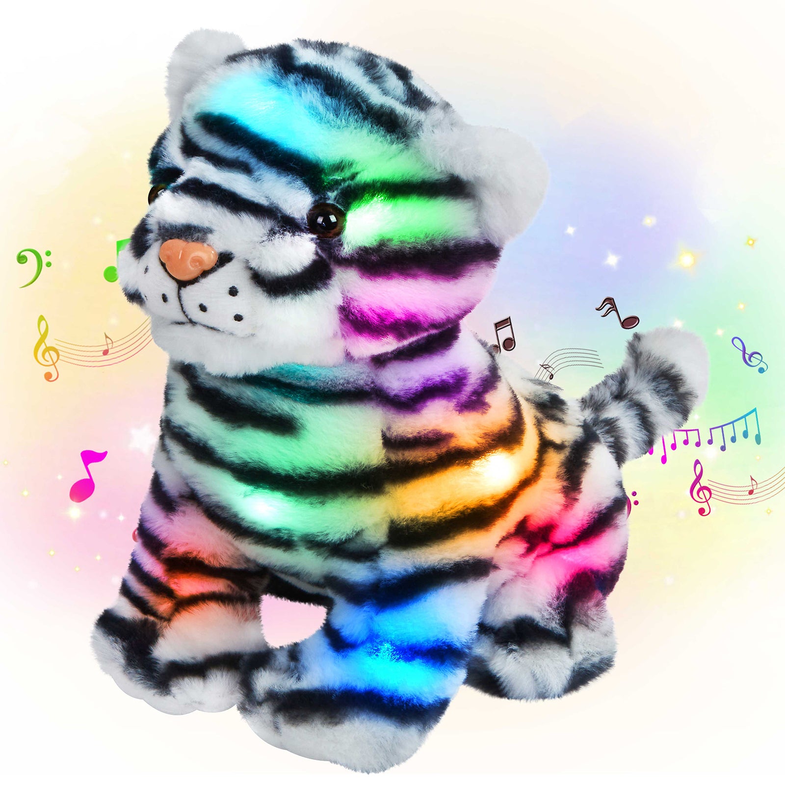 Athoinsu 10'' Light up Stuffed Tiger LED Animals - Glow Guards