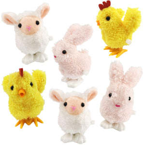 6pcs Easter Wind up Toy Bunny Sheep Chick Hop Jump Set, 3'' - Glow Guards